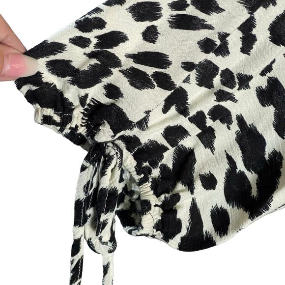 Animal Print Dress Women Extra Large XL High Low Frayed Hem Rayon V-neck Keyhole - Picture 5 of 14